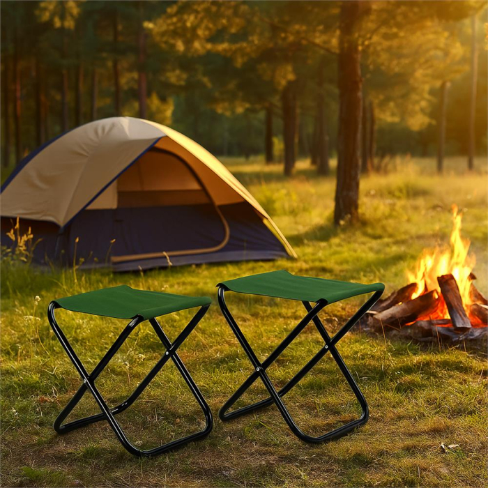 Scaun pliabil pentru camping sau pescuit, cadru metalic, maxim 100 kg, 26x26x34 cm, verde [12]