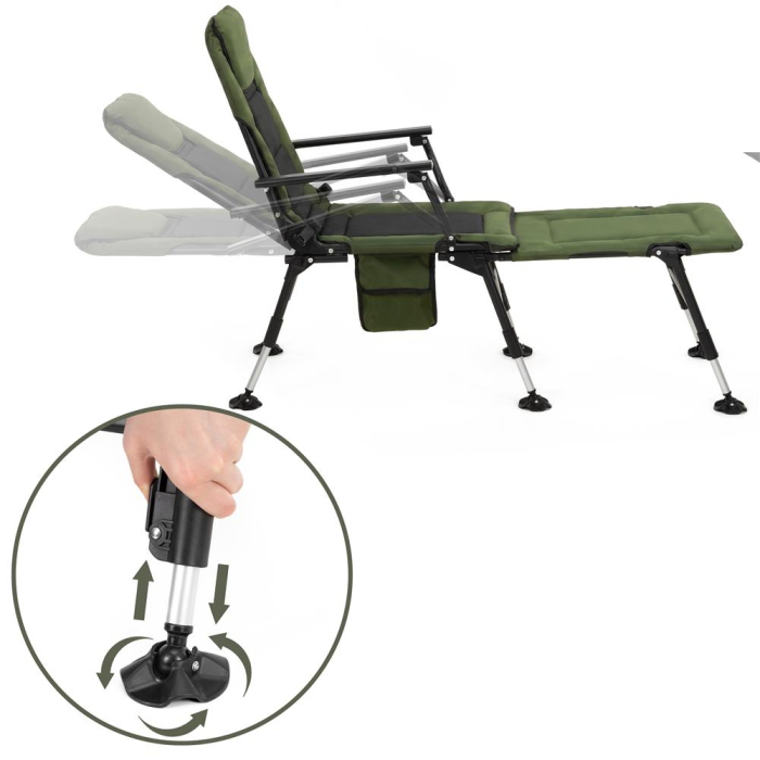 Scaun pliabil premium pentru pescuit sau camping cu suport pentru picioare, reglabil in 5 pozitii, picioare reglabile pe inaltime, 81x57x100 cm, 140 k [6]