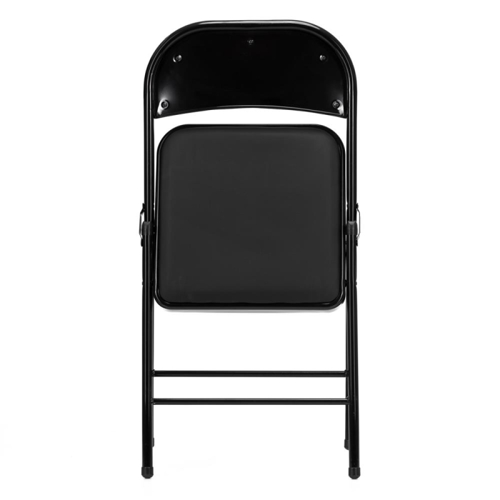 Scaun pliabil tapitat cu spatar, utilizare interior sau exterior, cadru metalic, 40x42x76 cm, maxim 120 kg, negru [13]