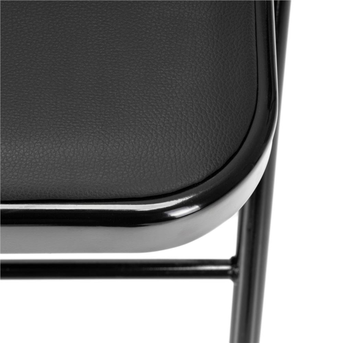 Scaun pliabil tapitat cu spatar, utilizare interior sau exterior, cadru metalic, 40x42x76 cm, maxim 120 kg, negru [18]