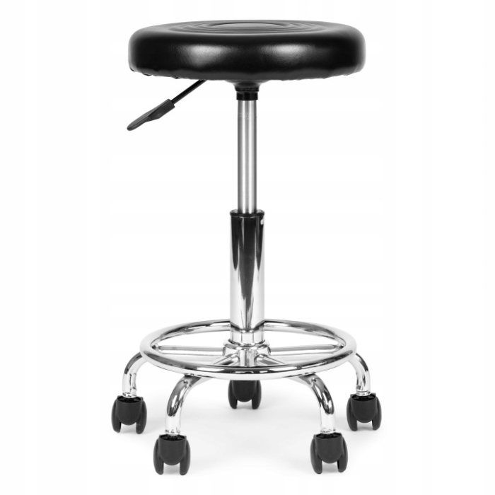 Scaun rotativ ergonomic pentru salon sau cabinet, reglabil pe inaltime 47-62 cm, sezut 34 cm din piele ecologica, maxim 114 kg, negru [5]