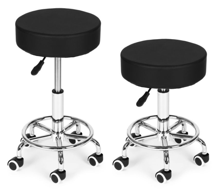 Scaun rotativ ergonomic pentru salon sau cabinet, reglabil pe inaltime 51-65 cm, sezut 34 cm din piele ecologica, maxim 114 kg, negru [6]