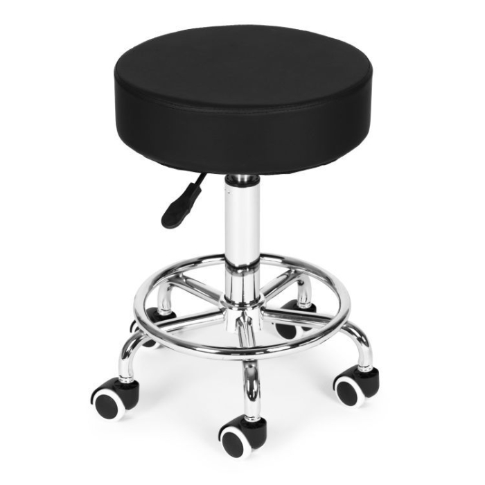 Scaun rotativ ergonomic pentru salon sau cabinet, reglabil pe inaltime 51-65 cm, sezut 34 cm din piele ecologica, maxim 114 kg, negru [5]