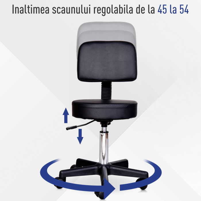  scaun rotativ, piele sintetica, 35x42-54cm, negru [6]