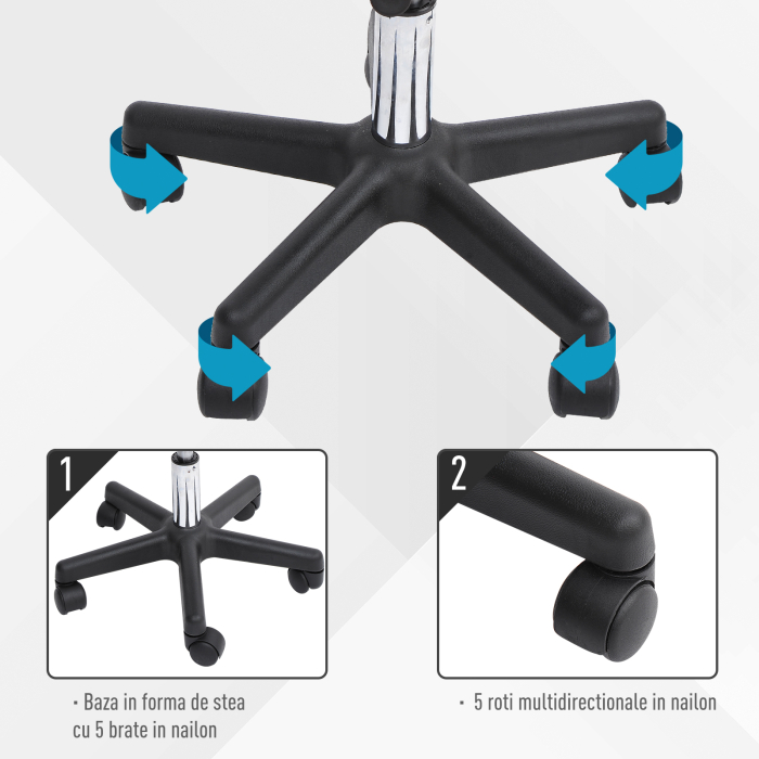  scaun rotativ, piele sintetica, 35x42-54cm, negru [8]