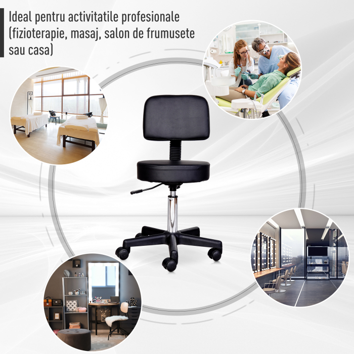  scaun rotativ, piele sintetica, 35x42-54cm, negru [5]