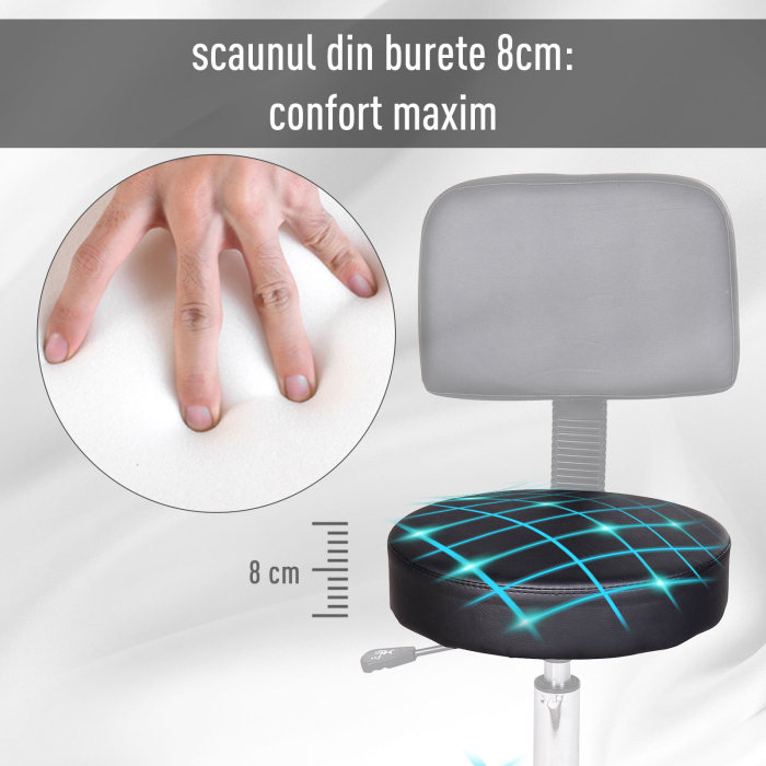  scaun rotativ, piele sintetica, 35x42-54cm, negru [7]