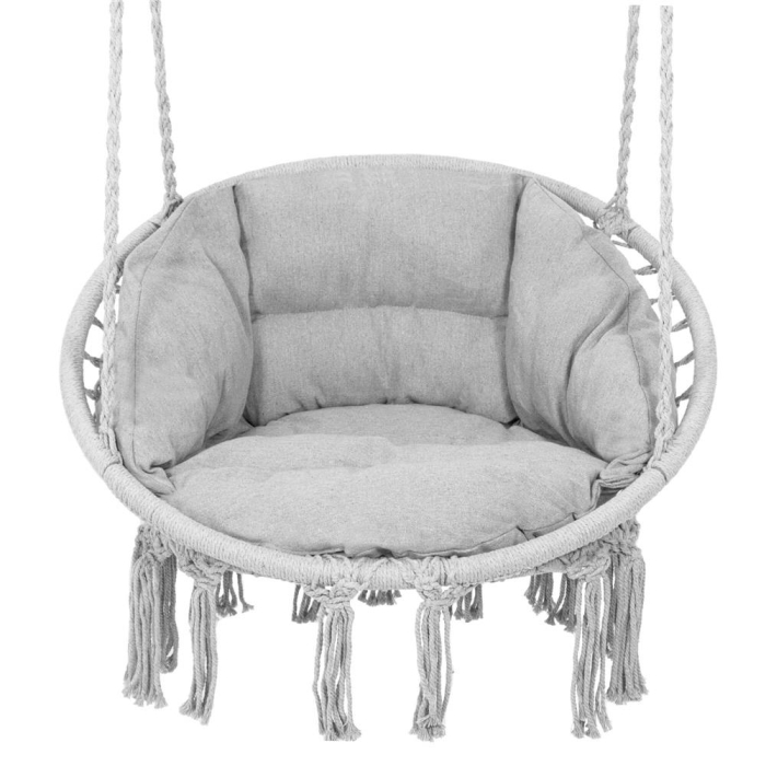 Scaun rotund Sersimo tip leagan suspendat cu perna Confort Plus casa sau gradina, gri [1]