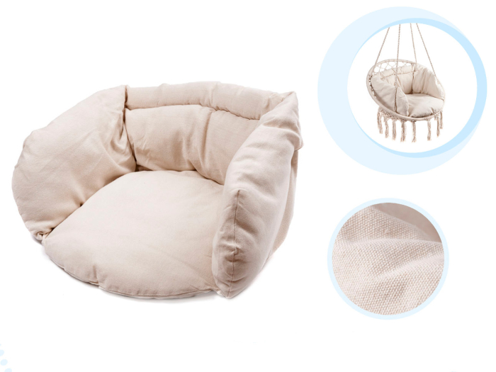 Scaun rotund tip leagan suspendat cu perna Confort Plus, casa sau gradina, bej [5]