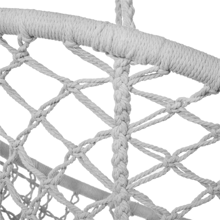 Scaun rotund tip leagan suspendat pentru casa sau gradina, cu franjuri, 150kg, gri [11]