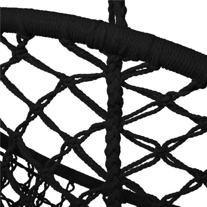 Scaun rotund tip leagan suspendat pentru casa sau gradina, cu franjuri, 150kg, negru [15]