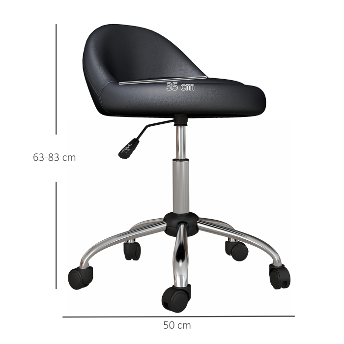  Scaun rulant pentru scalon din piele PU cu spatar, Scaun pentru salon cu inaltime reglabila [3]