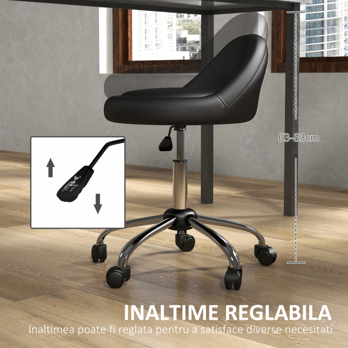  Scaun rulant pentru scalon din piele PU cu spatar, Scaun pentru salon cu inaltime reglabila [4]