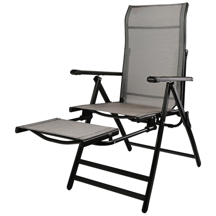 Scaun si sezlong pliabil 2 in 1 pentru gradina, cu suport pentru picioare, reglabil in 5 pozitii, 53x70x107 cm, gri [4]