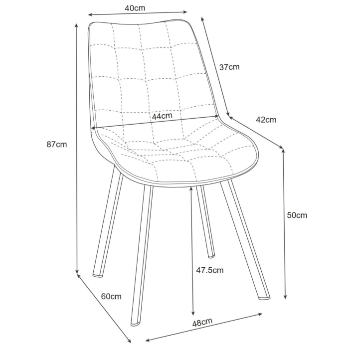 Scaun tapitat, din velur, picioare metalice, maxim 125 kg, 48x60x87 cm, roz pudrat [3]