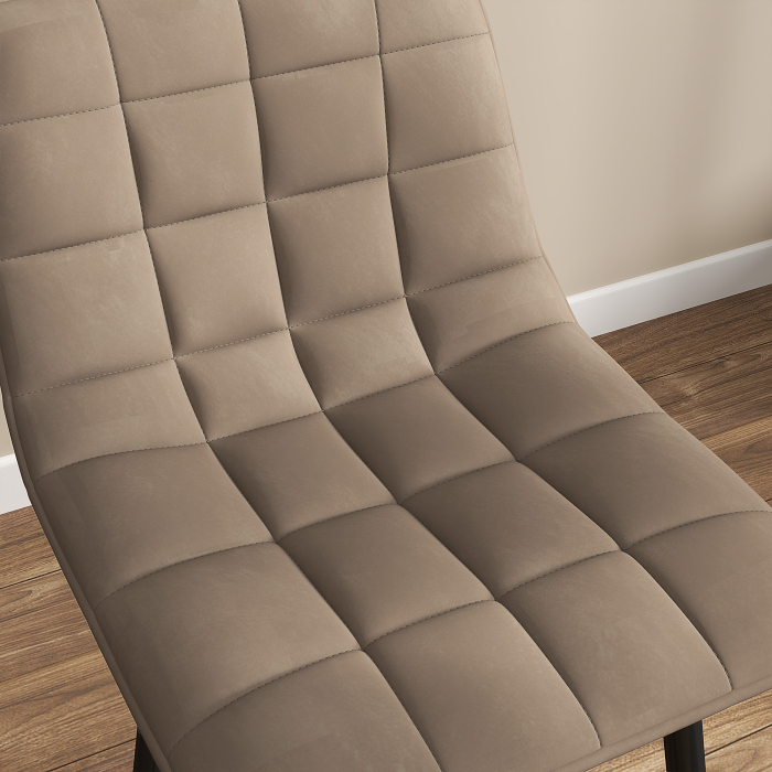  Scaune de bar Nordic, cu spatar si suport pentru picioare, 84 cm, din catifea si metal, Maro [9]