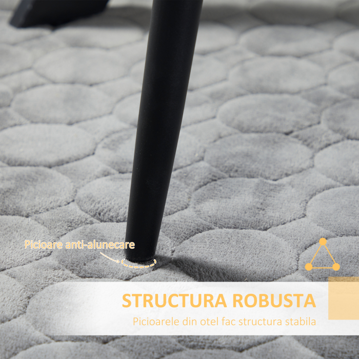  Scaune de Luat Masa Set de 2 Scaune de luat Masa, Scaune de Bucatarie Moderne din Tesatura de Catifea cu Spatar cu Canale si Picioare din Otel pentru Camera de Luat Masa, Camera de Zi, Gri [6]