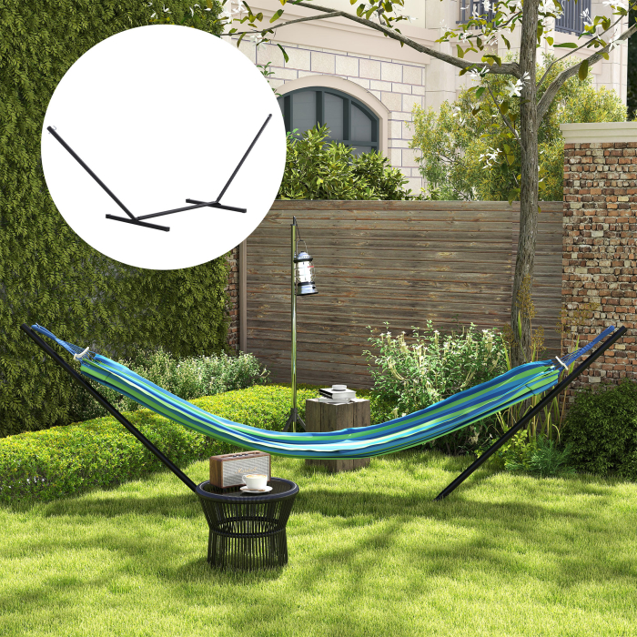  Schelet pentru Hamac Greutate Maxima 120Kg in Metal, Negru, 360x92x112cm [8]