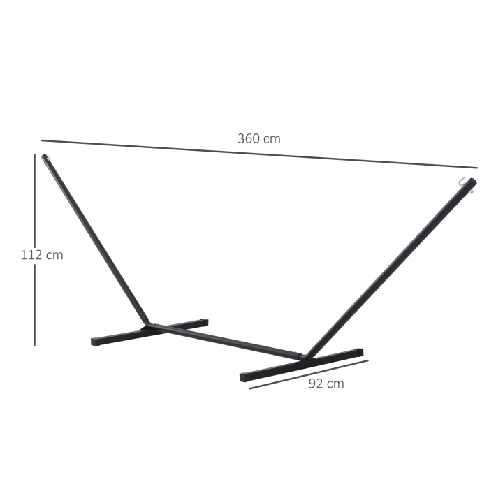  Schelet pentru Hamac Greutate Maxima 120Kg in Metal, Negru, 360x92x112cm [3]