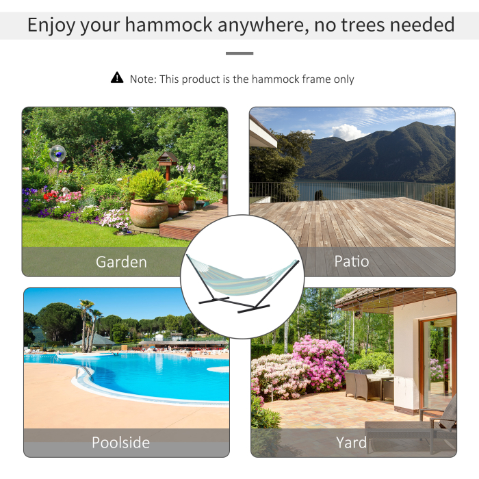  Schelet pentru Hamac Greutate Maxima 120Kg in Metal, Negru, 360x92x112cm [4]