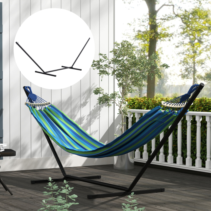  Schelet pentru Hamac Greutate Maxima 120Kg in Metal, Negru, 360x92x112cm [2]