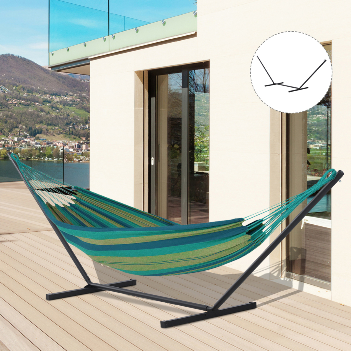  Schelet pentru Hamac Greutate Maxima 120Kg in Metal, Negru, 360x92x112cm [9]