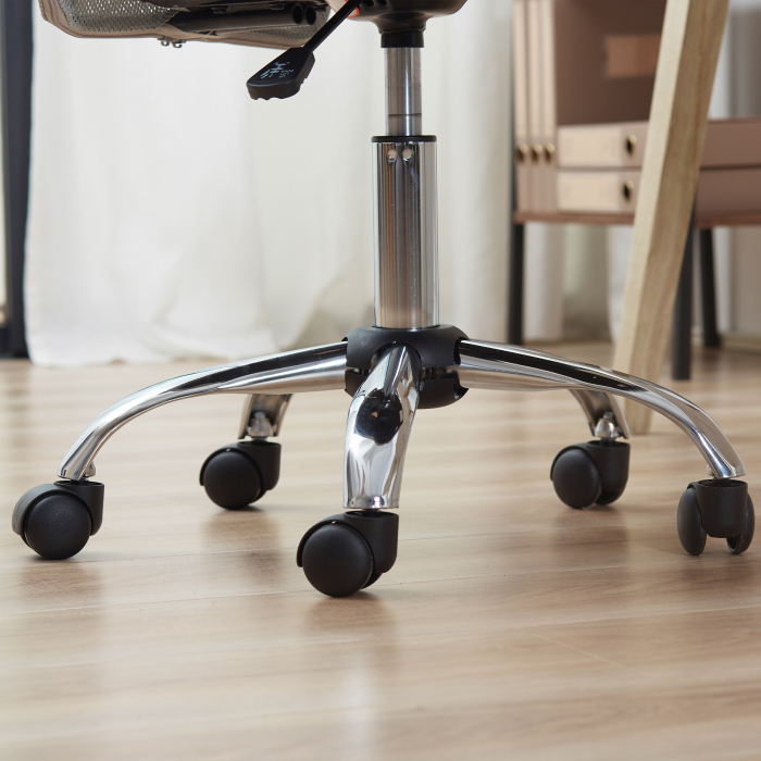  Sedia da Ufficio Ergonomica Senza Braccioli in Tessuto a Rete, Altezza Regolabile e 5 Ruote, Grigio [9]