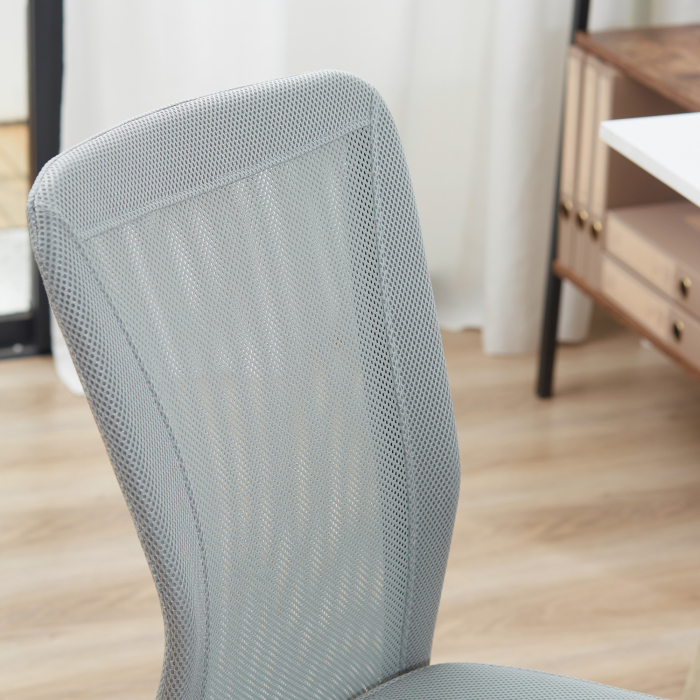  Sedia da Ufficio Ergonomica Senza Braccioli in Tessuto a Rete, Altezza Regolabile e 5 Ruote, Grigio [7]