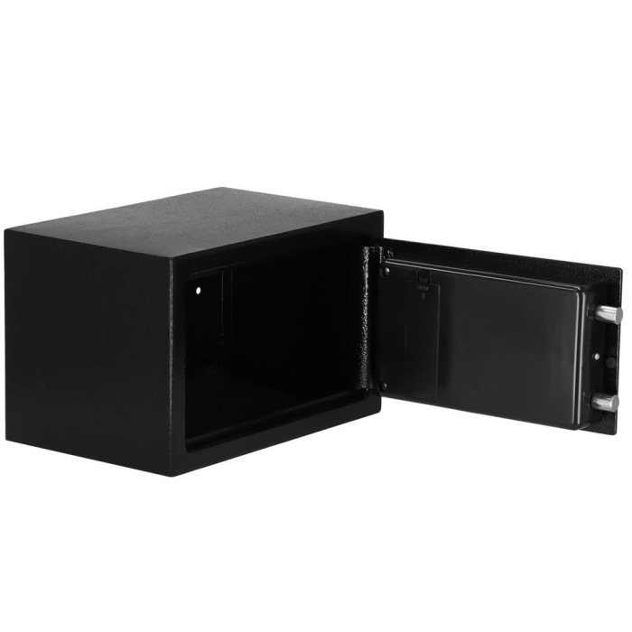 Seif electronic standard cu cifru si cheie, 200x310x200 mm, Otel, Negru [7]