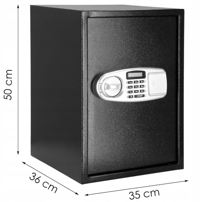 Seif electronic standard cu cifru si cheie, 350x500x360 mm, Otel, Negru [2]