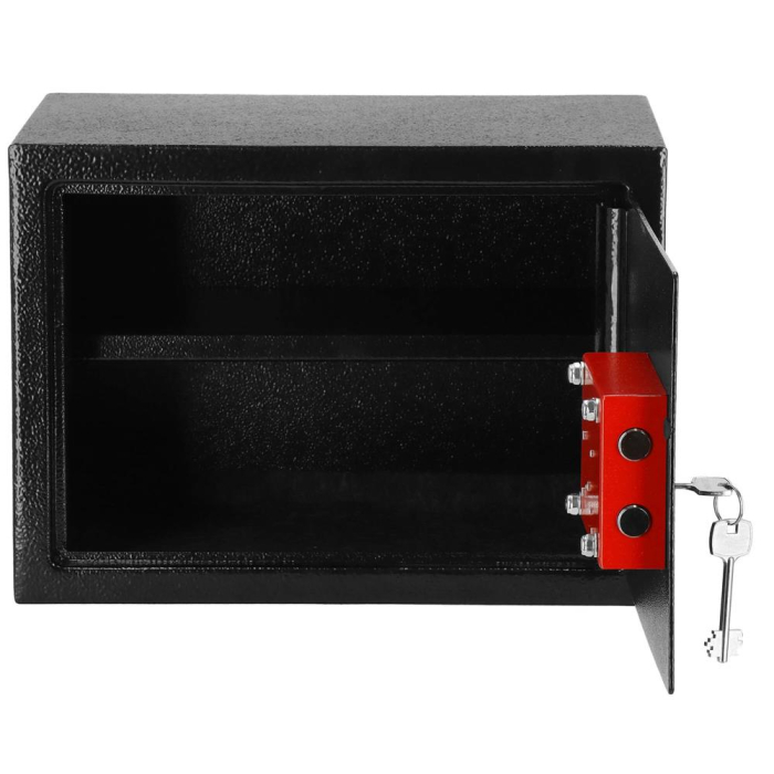 Seif standard cu cheie otel 2 chei incluse dibluri montare, 200x310x200 mm, rezistent, negru [7]