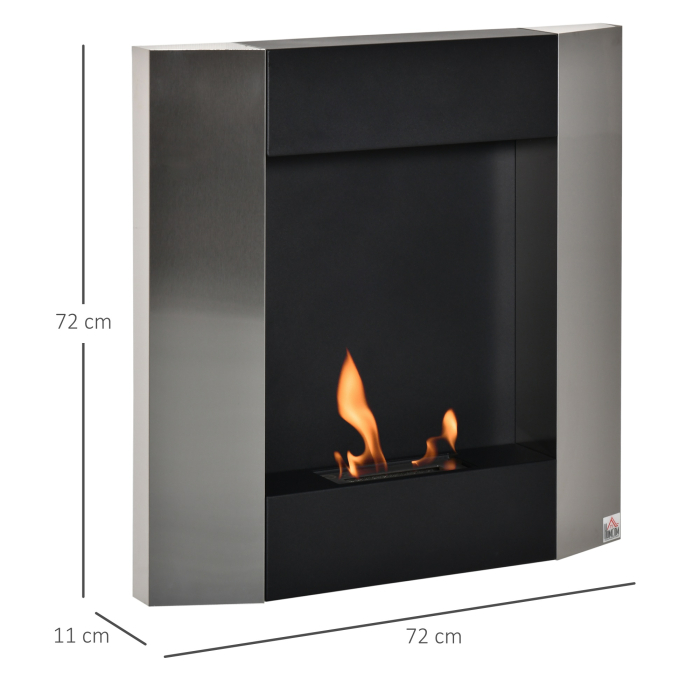  Semineu Bioetanol pentru Perete Rezervor de 0,7L Acoperire 20m² 72x11x72cm [3]
