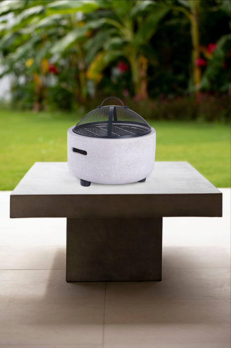 Semineu exterior terasa sau gradina din placa de magneziu, cu grill gratar D44 cm, aparator scantei si capac, 43x43x39 cm [3]