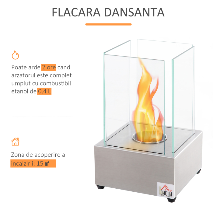  Semineu de masa otel si sticla arzator 0,4L pentru spatii exterioare si interioare [6]