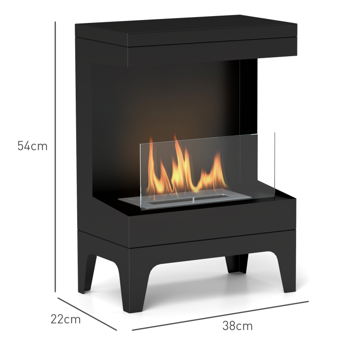  semineu pe Bioetanol Autoportant cu Arzator de 0,9L si Durata de 3,3 Ore, 38x22x54 cm, Negru [3]