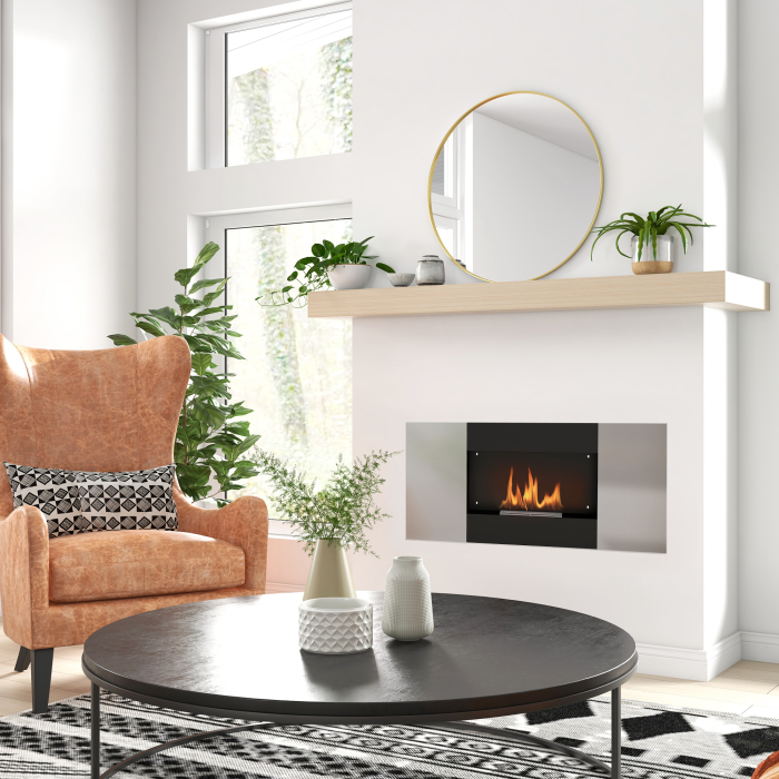  semineu pe Bioetanol de 0,9L pentru Durata de 3,3 ore, Biosemineu incastrabil din Otel si Sticla, 100x15x54 cm, Negru [9]