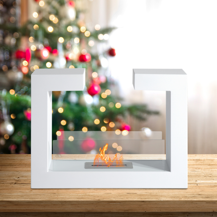  semineu pe Bioetanol din Otel Inoxidabil cu 1 Rezervor 1.5LT 78 x 25 x 58 Alb [9]