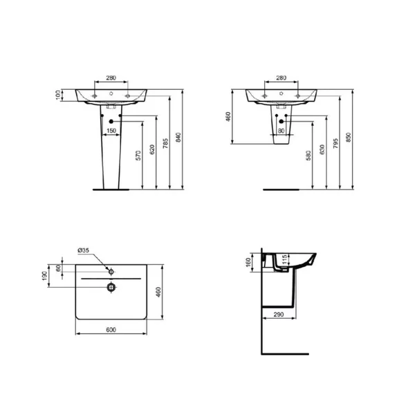Semipiedestal pentru lavoar Ideal Standard Connect Air alb [2]