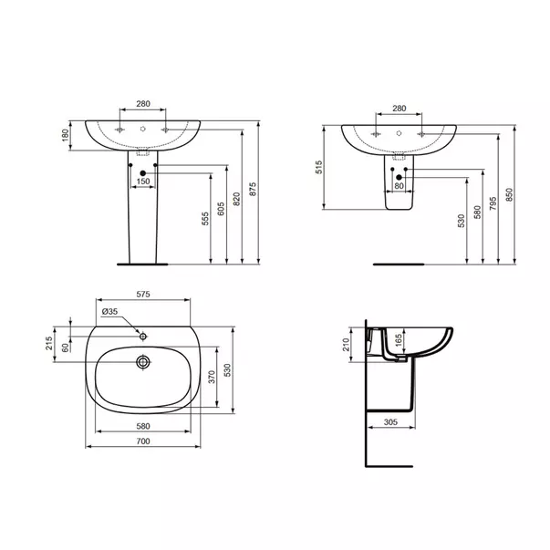 Semipiedestal pentru lavoar Ideal Standard Tesi alb [2]