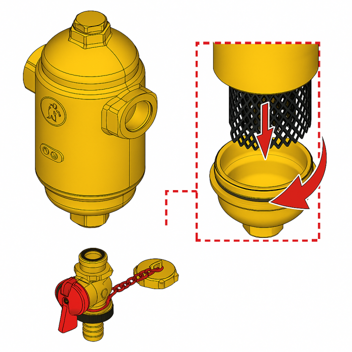 Separator de namol Giacomini R146DY106, flansat, DN65, 17, 5 m³/h, anti colmatare, curatare rapida, otel [2]