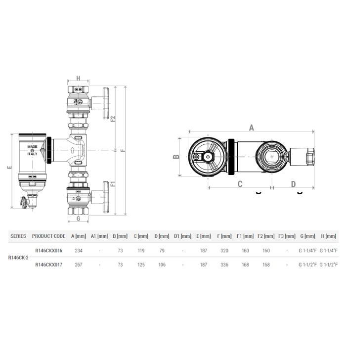 Separator magnetic de impuritati Giacomini R146CKX017, 1 1/2", robineti cu maner tip T [3]