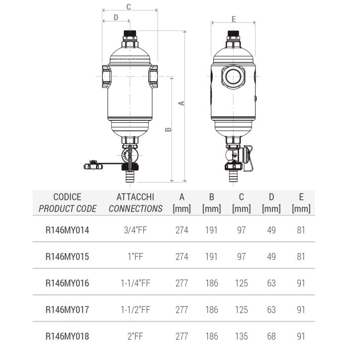 Separator magnetic de impuritati Giacomini R146MY018, 2" filet interior, instalatii termice si climatizare [3]