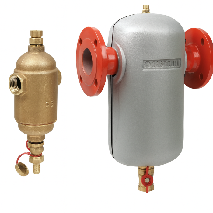 Separator magnetic de impuritati Giacomini R146MY108, DN80, flansat, debit maxim 25 m³/h, sistem de purjare integrat, anti colmatare, curatare rapida [1]