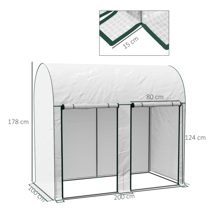  Sera de Gradina 2 m², 2 Usi Rulabile, Acoperire din PE 140g/m² Anti-UV, 2x1x1.78m, Alba [3]