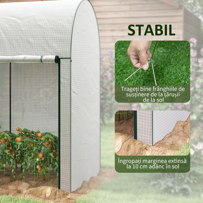  Sera de Gradina 2 m², 2 Usi Rulabile, Acoperire din PE 140g/m² Anti-UV, 2x1x1.78m, Alba [7]