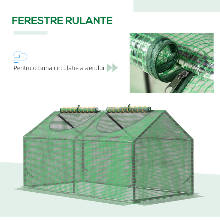  Sera de Gradina cu Acoperire din PE, tepuse si Margini Extinse, 120x60x60cm, Verde [5]