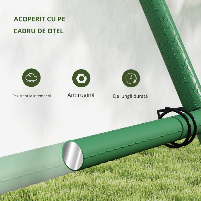  Sera de gradina cu cadru din otel si invelis din PVC, 250x100x80cm, Verde si transparent [6]
