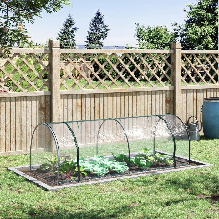  Sera de gradina cu cadru din otel si invelis din PVC, 250x100x80cm, Verde si transparent [2]