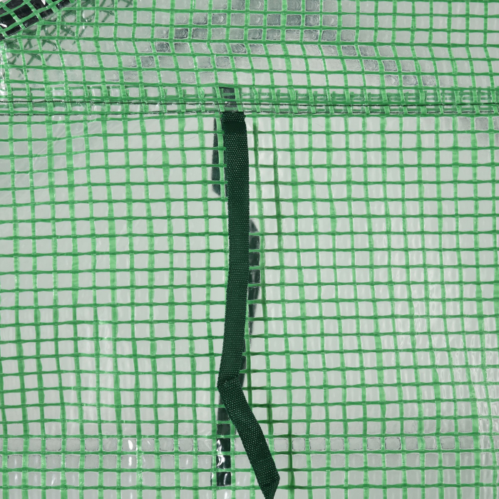  Sera de gradina cu rafturi, protectie din PE si usa care se ruleaza, 143L x 138l x 190H cm, verde [9]