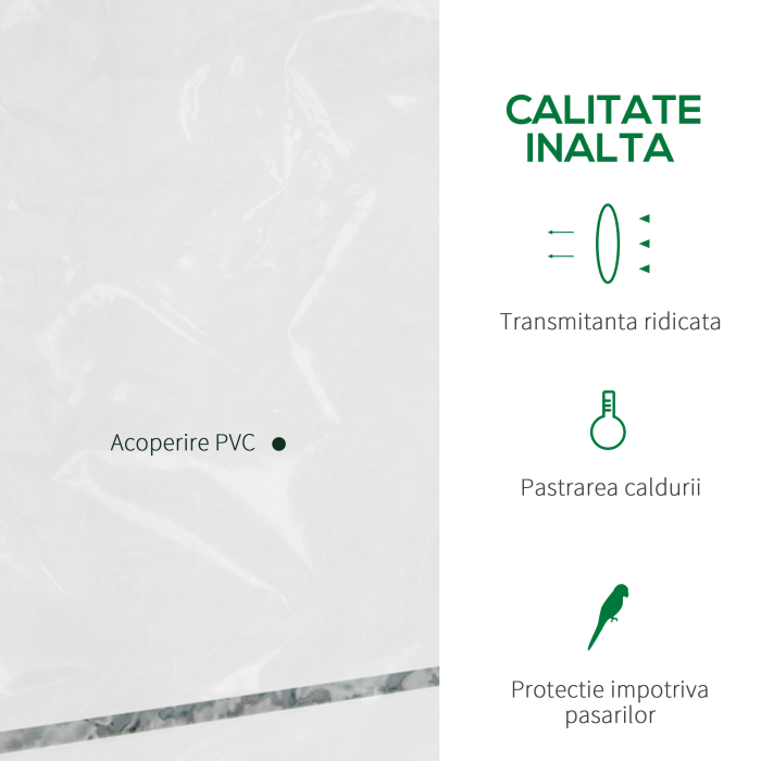  Sera de Gradina din Otel si PVC Transparent cu Usa Rulou, 143x73x195cm [4]